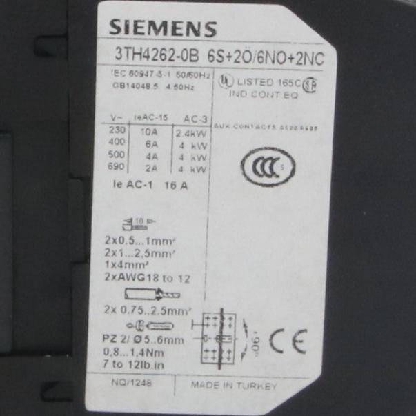 Siemens 3TH42 62 0BB4 Contactor Relay-Contactor Relay-Used Industrial Parts