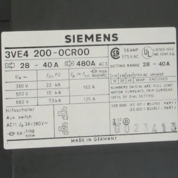 Siemens 3VE4 200 0CR00 Motor Circuit Breaker-Motor Circuit Breaker-Used Industrial Parts
