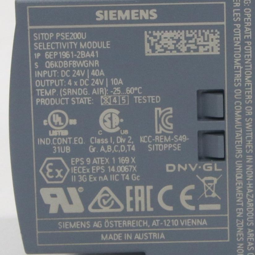 Siemens 6EP1961 2BA41 SITOP PSE200U Selectivity Module-Selectivity Module-Used Industrial Parts