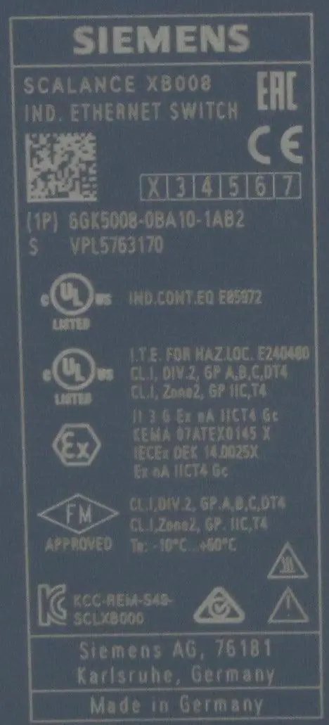 Siemens 6GK5008 0BA10 1AB2 Scalance XB008 Industrial Ethernet Switch-Unmanaged Ethernet Switch-Used Industrial Parts