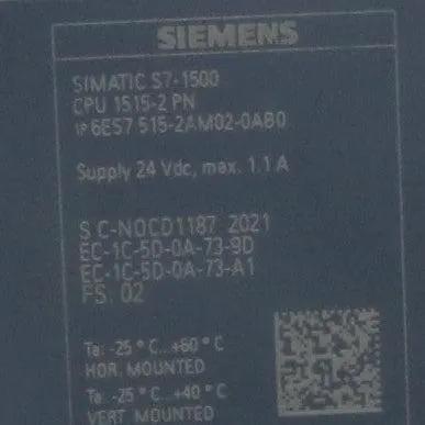 Siemens Simatic S7 - 1500 CPU 1515 - 2PN - 6ES7 515-2AM02-0AB0-CPU-Used Industrial Parts