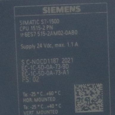 Siemens Simatic S7 - 1500 CPU 1515 - 2PN - 6ES7 515-2AM02-0AB0-CPU-Used Industrial Parts