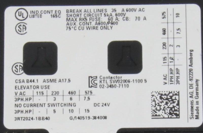 Siemens Sirius 3RT2024 1BB40 Power Relay-Contactor Relay-Used Industrial Parts