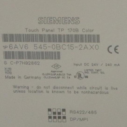 Siemens TP170B Touch Panel - 6AV6 545-0BC15-2AX0-Touch Panel-Used Industrial Parts