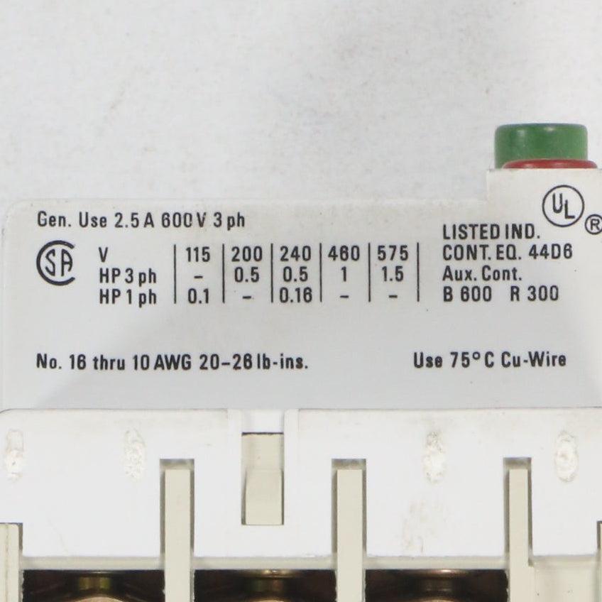 Sprecher + Schuh KTA 3-25 Motor Circuit Protector 1.6 - 2.5 A-Motor Circuit Protector-Used Industrial Parts
