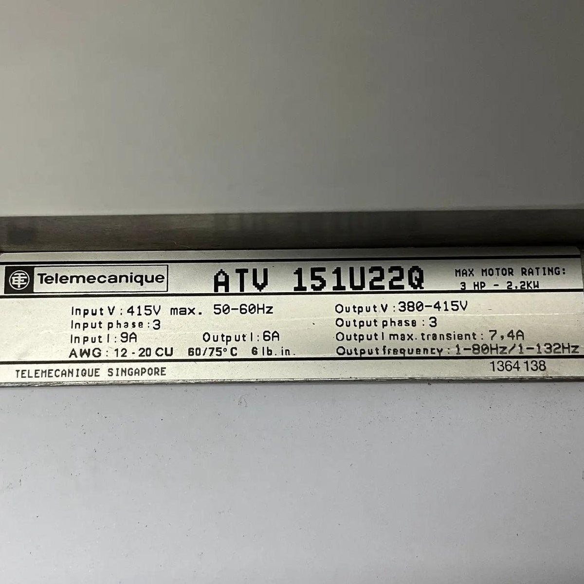 Telemecanique Altivar 5 ATV 151U22Q Frequency Inverter-Frequency Inverter-Used Industrial Parts
