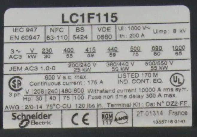 Telemecanique Square D LC1 F115 Contactor-Contactor-Used Industrial Parts