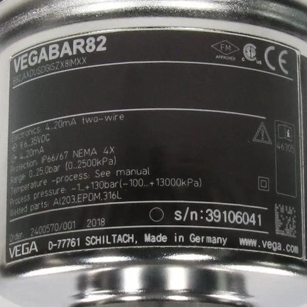 Vega Vegabar 82 Pressure Transmitter - B82.AXDUSDGISZX8IMXX-Pressure Transmitter-Used Industrial Parts