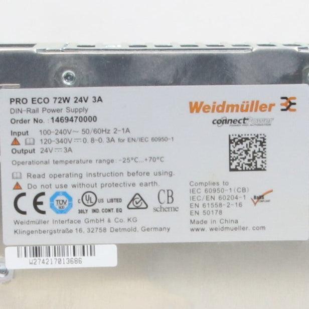 Weidmuller Pro Eco 72W 24V 3A Power Supply-Power Supply-Used Industrial Parts