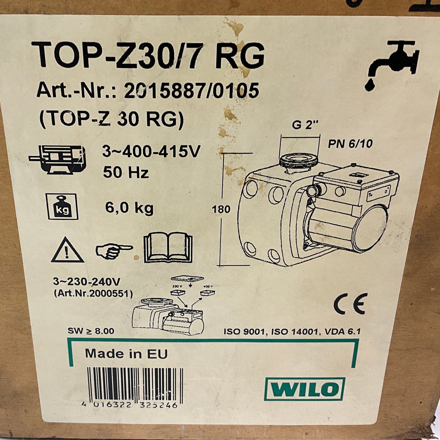 Wilo Top-Z30/7 RG Glandless Circulating Pump-Glandless Circulating Pump-Used Industrial Parts