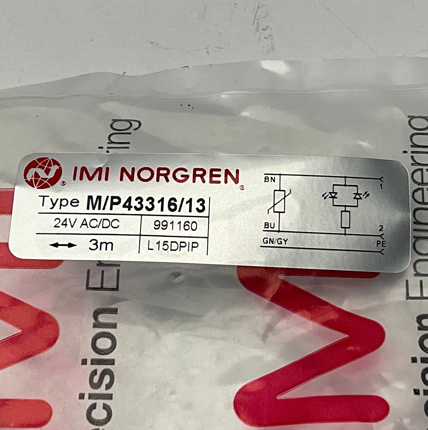 IMI Norgren M/P43316/13 Solenoid Valve Connector Plug-Solenoid Valve Connector Plug-Used Industrial Parts