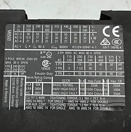 Eaton DIL M50 XTCE050D Contactor 24 - 27VDC-Contactor-Used Industrial Parts