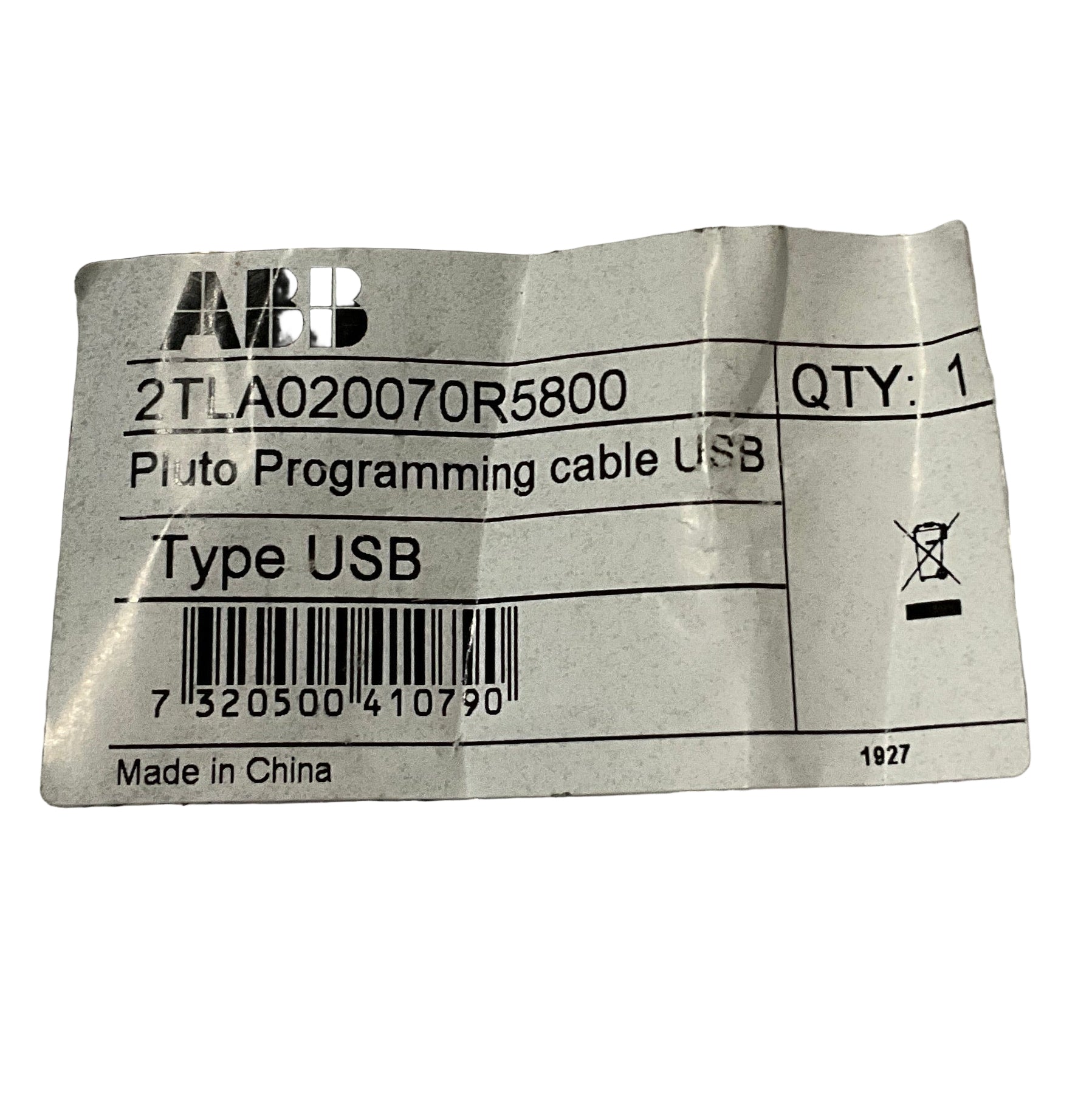 ABB 2TLA020070R5800 Pluto Programming Cable-Pluto Programming Cable-Used Industrial Parts