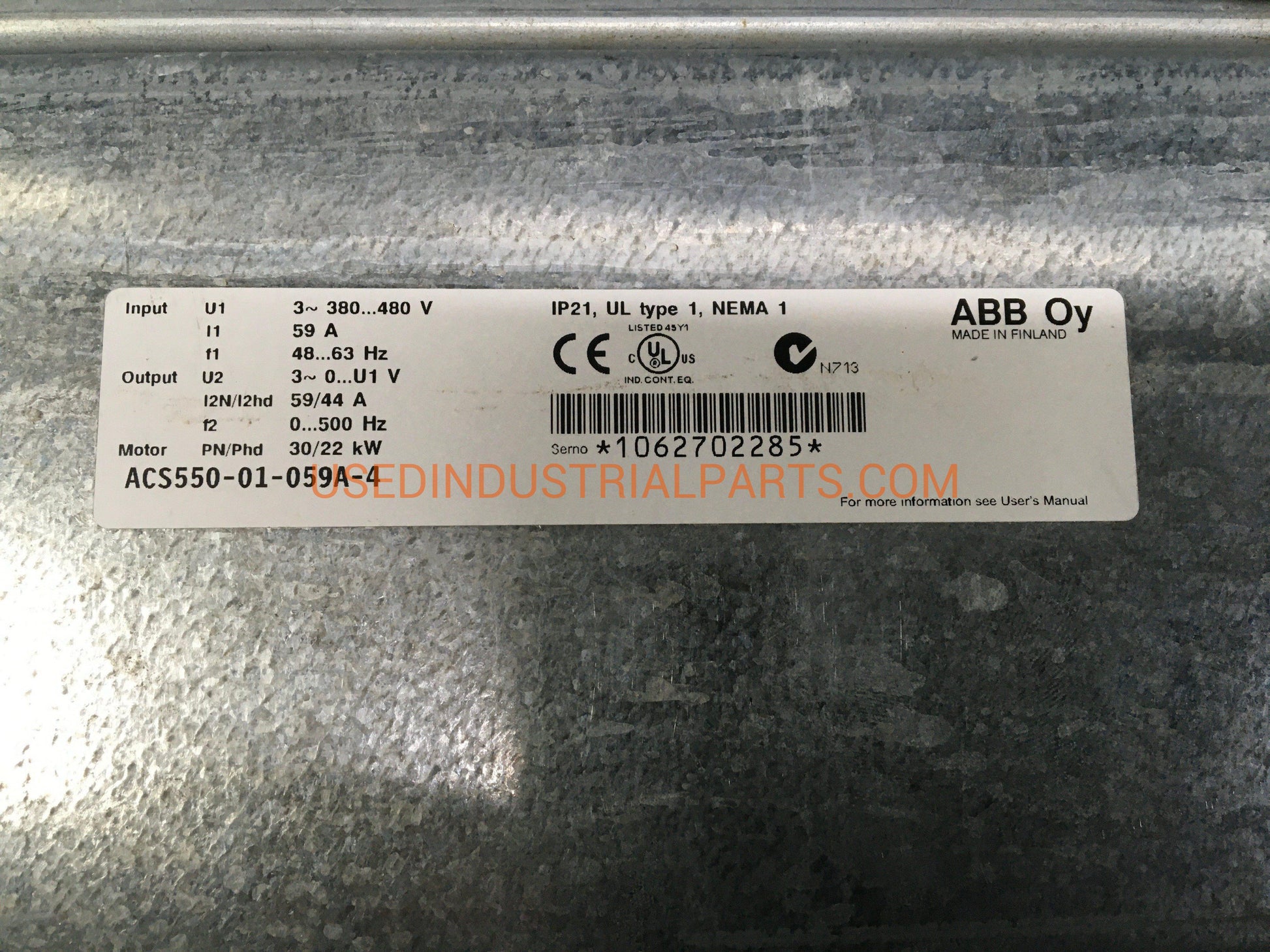 ABB ACS 550 01 059A 4 FREQUENCY CONVERTER-Inverter-DC-01-03-Used Industrial Parts