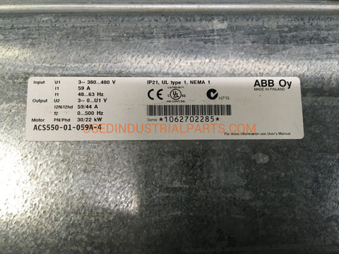 Image of ABB ACS 550 01 059A 4 FREQUENCY CONVERTER-Inverter-DC-01-03-Used Industrial Parts