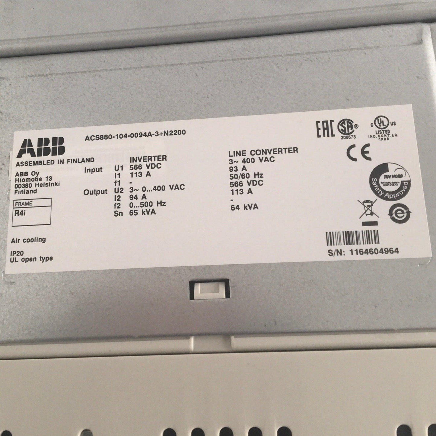 ABB ACS 880 104 0094A 3 Inverter/Line Converter-Frequency Converter-Used Industrial Parts