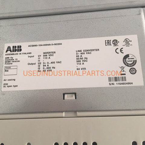 Image of ABB ACS 880 104 0094A 3 Inverter/Line Converter-Inverter/Line Converter-EB-03-01-Used Industrial Parts