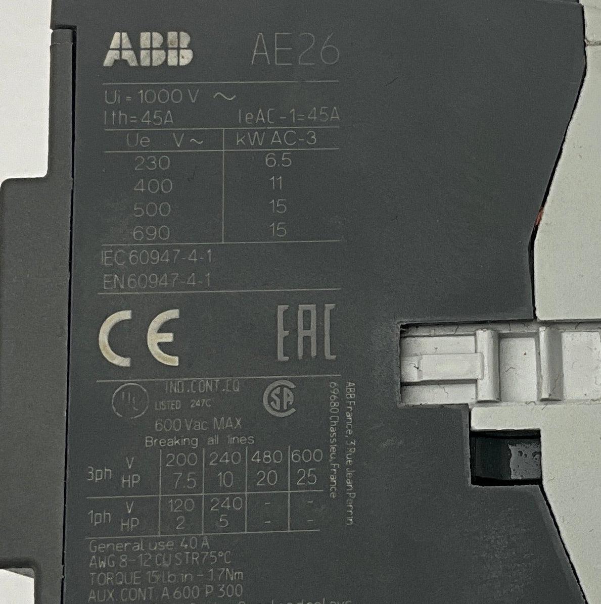 ABB AE26-30-00 24V DC Contactor-Contactor-Used Industrial Parts