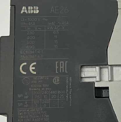 ABB AE26-30-00 24V DC Contactor-Contactor-Used Industrial Parts