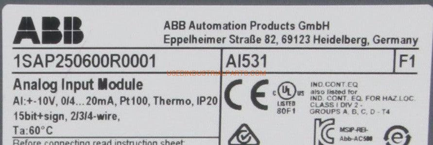 ABB AI531 Analog Input Module & Terminal Block-Analog Input Module-AE-01-06-03-Used Industrial Parts