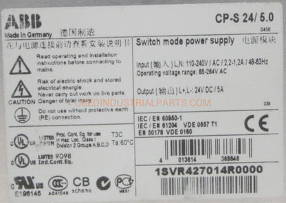 ABB CP-S 24/5.0 Switch Mode Power Supply-Switch Mode Power Supply-AB-03-04-Used Industrial Parts