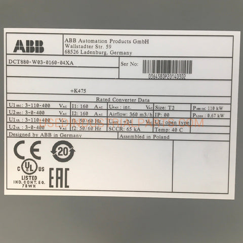 Image of ABB DCT880-W03-0160-04XA+K475 Thyristor Power Controller-Thyristor Power Controller-EA-02-01-Used Industrial Parts