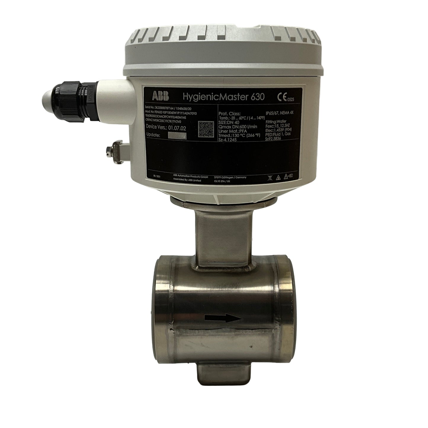 ABB HygienicMaster 630 Electromagnetic Flowmeter & Transmitter Set-Electromagnetic Flow Meter-Used Industrial Parts