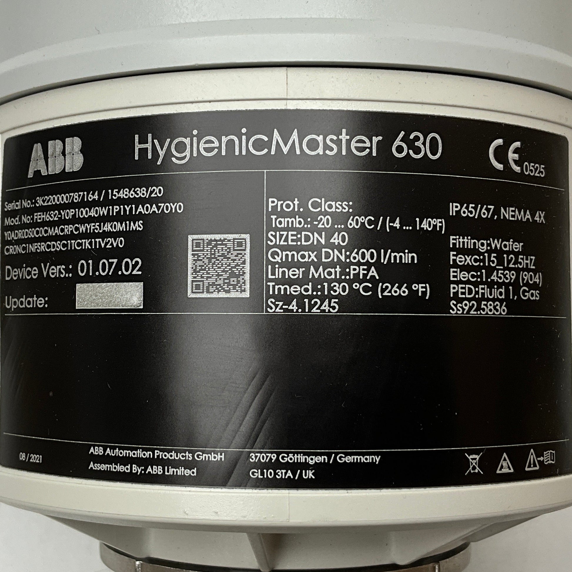 ABB HygienicMaster 630 Electromagnetic Flowmeter & Transmitter Set-Electromagnetic Flow Meter-Used Industrial Parts