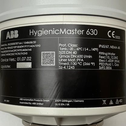 ABB HygienicMaster 630 Electromagnetic Flowmeter & Transmitter Set-Electromagnetic Flow Meter-Used Industrial Parts