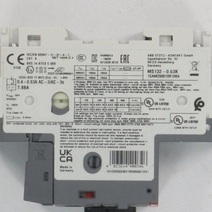 ABB MS132 0.63K Manual Motor Starter-Motor Starter-Used Industrial Parts