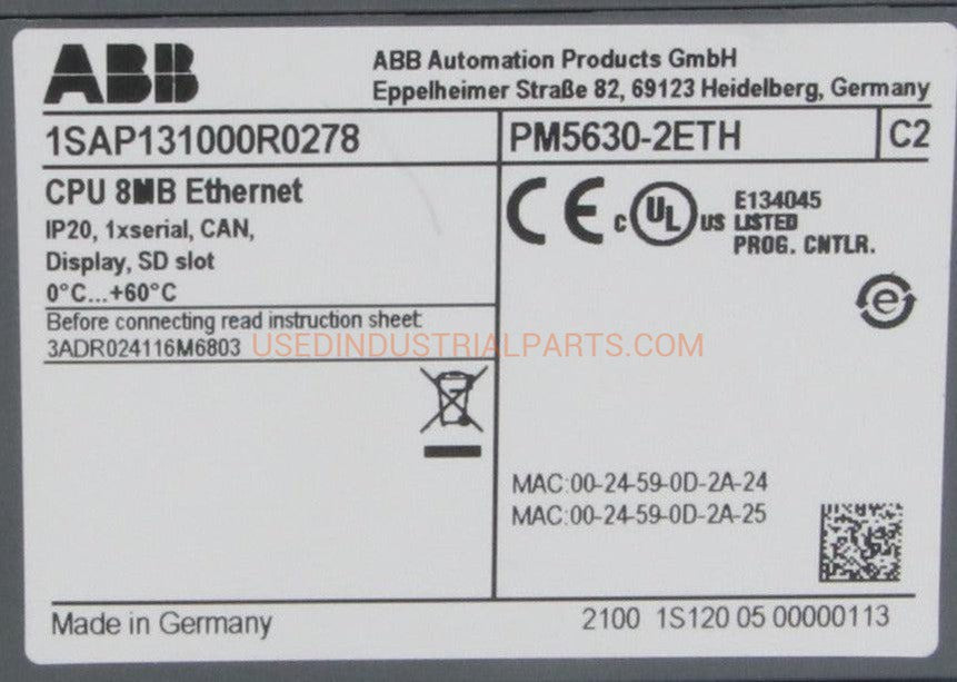 ABB PM5630-2ETH PLC Assembly-Programmable Logic Controller Modules-AE-02-06-04-Used Industrial Parts