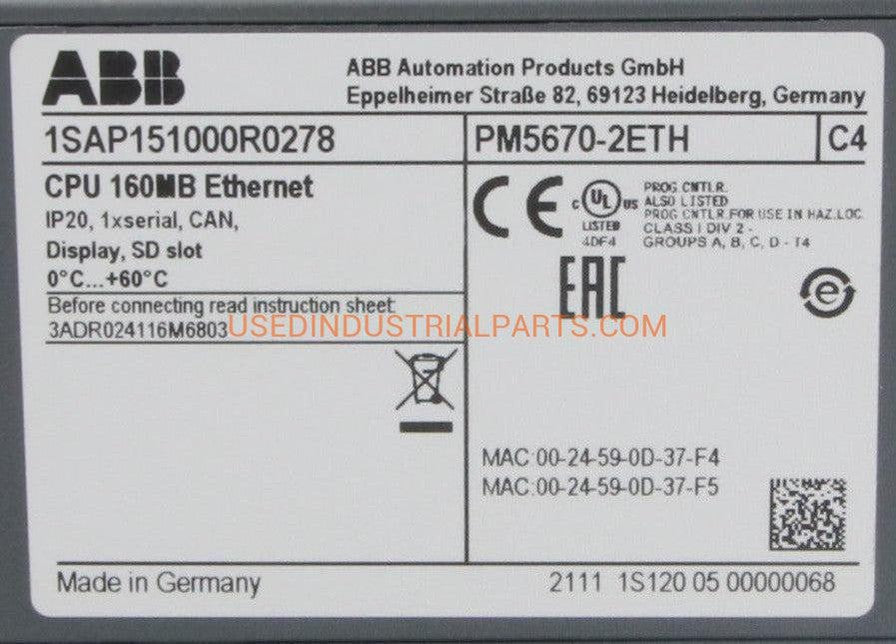 ABB PM5670-2ETH PLC Assembly-Programmable Logic Controller Modules-AE-02-06-03-Used Industrial Parts