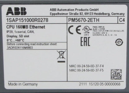 ABB PM5670-2ETH PLC Assembly-Programmable Logic Controller Modules-Used Industrial Parts