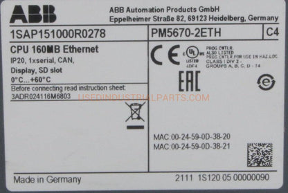 ABB PM5670-2ETH Programmable Logic Controller-Programmable Logic Controller-Used Industrial Parts