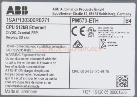 Image of ABB PM573-ETH PLC & Communication Module-Programmable Logic Controller Modules-AE-02-07-01-Used Industrial Parts