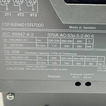 ABB PSTB370-600-70 High Performance Soft Starter - 1SFA894015R7000-High Performance Soft Starter-Used Industrial Parts