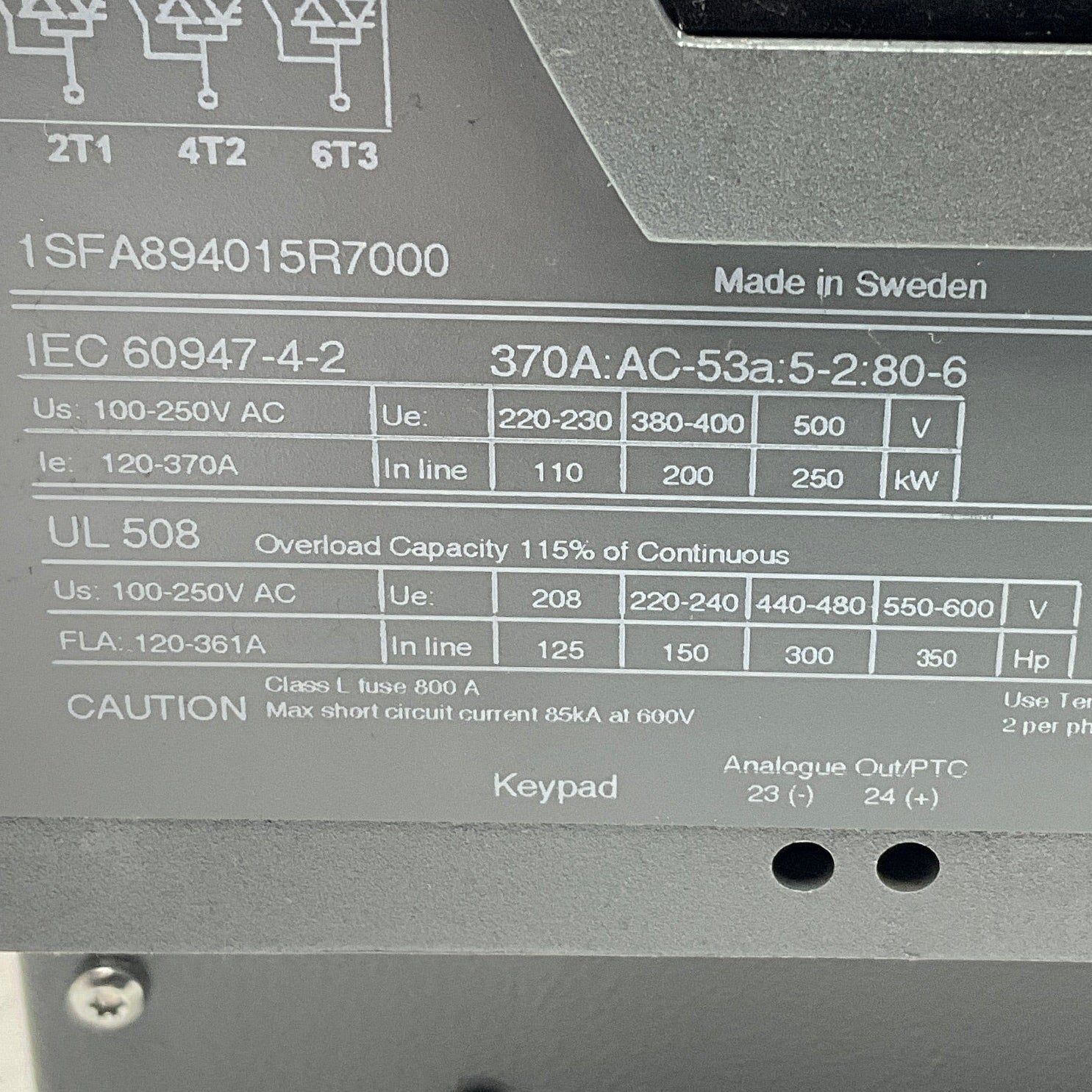 ABB PSTB370-600-70 High Performance Soft Starter-High Performance Soft Starter-Used Industrial Parts
