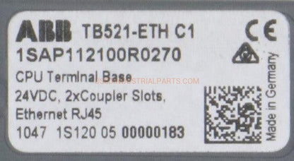 ABB TB521-ETH C1 CPU Terminal Base-CPU Terminal Base-AE-02-07-02-Used Industrial Parts