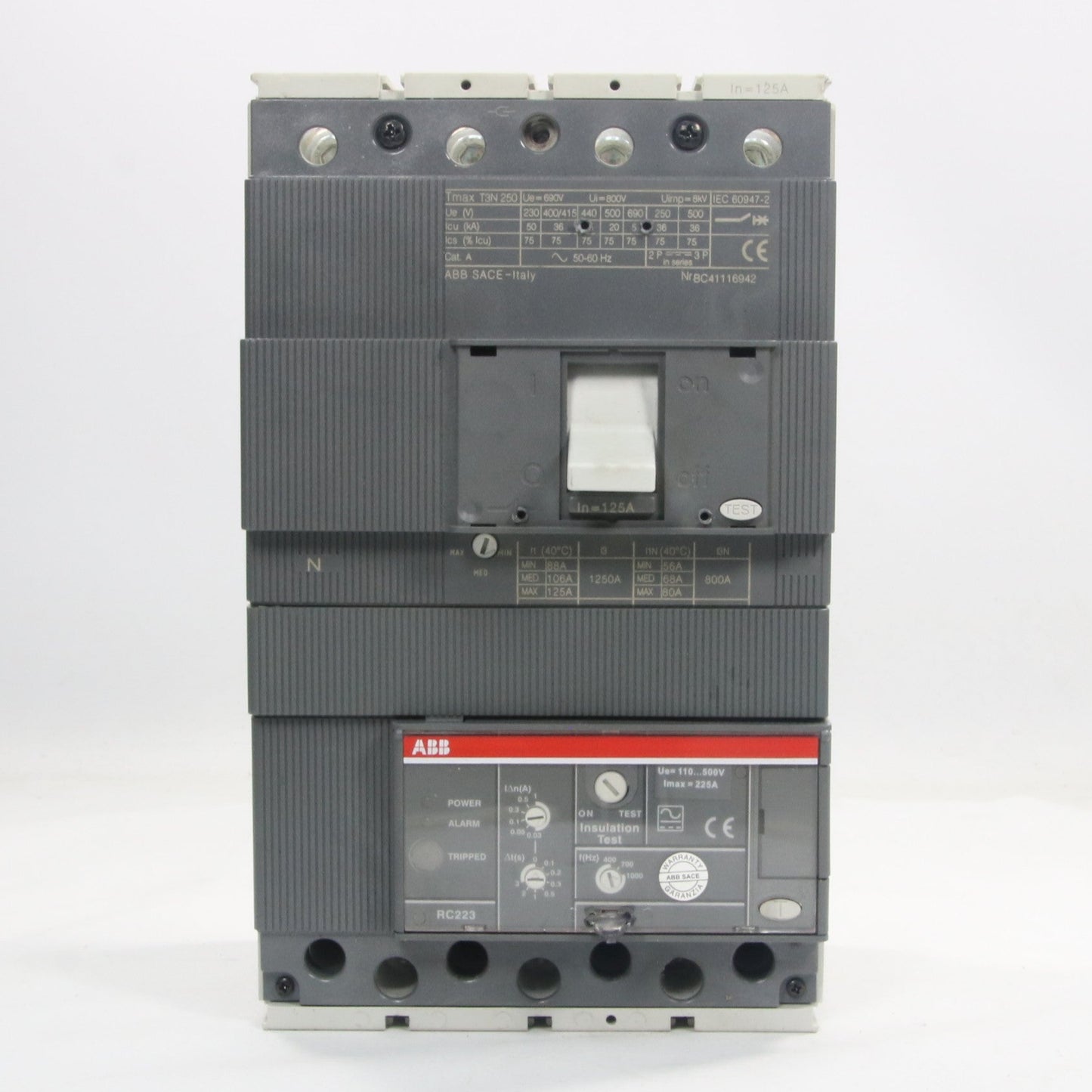 ABB circuit breaker with residual current release-circuit breaker-Used Industrial Parts