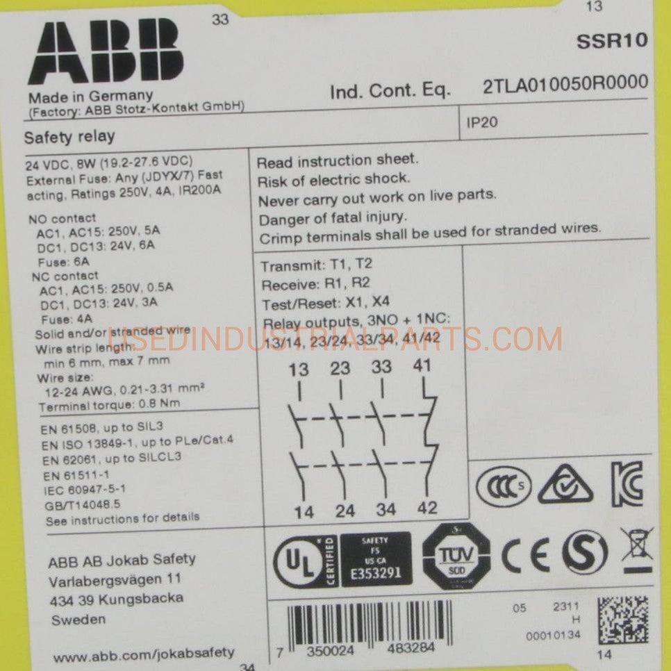 ABB/Jokab Safety Sentry SSR10 Safety Relay-Safety Relay-AE-07-04-01-Used Industrial Parts