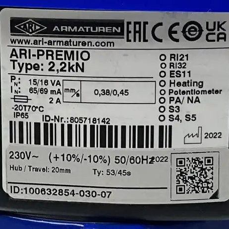 ARI-Armaturen STEVI 450 Control Valve Assembly with ARI-PREMIO Electric Actuator-Control Valve Assembly-Used Industrial Parts