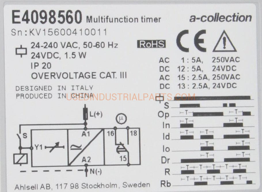 Ahlsell E4098560 Multifunction Timer-Multifunction Timer-AE-02-06-Used Industrial Parts