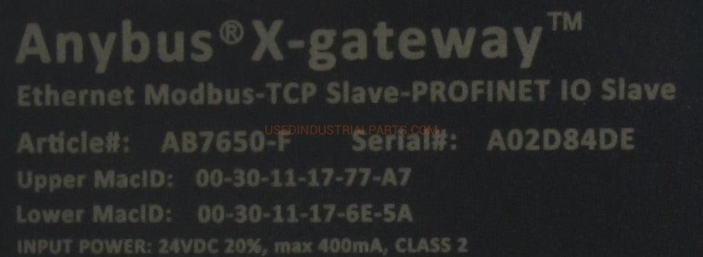 Anybus X-Gateway AB7650-F Modbus-TCP Slave-PROFINET IO Slave-Modbus/Profinet IO-AD-05-06-Used Industrial Parts