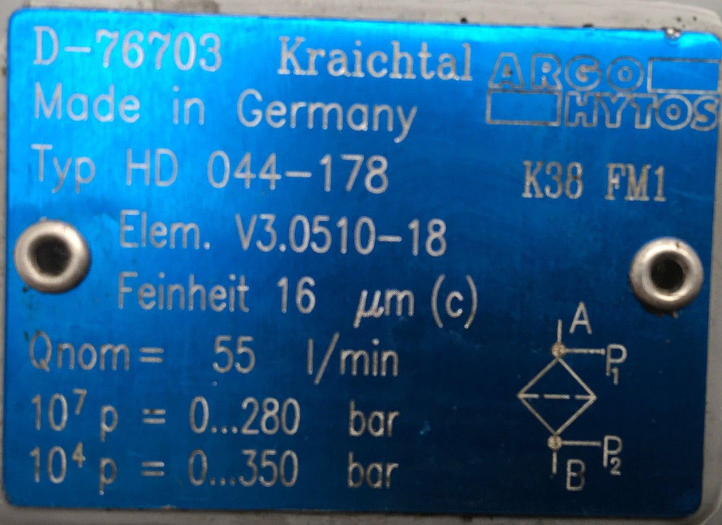 Argo Hytos Kraichtal Hydraulic Filter Housing D-76703-Hydraulic Filter Housing-Used Industrial Parts