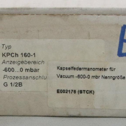 Armaturenbau KPCh 160-1 Capsule Spring Manometer - -600...0 mbar-Capsule Spring Manometer-Used Industrial Parts