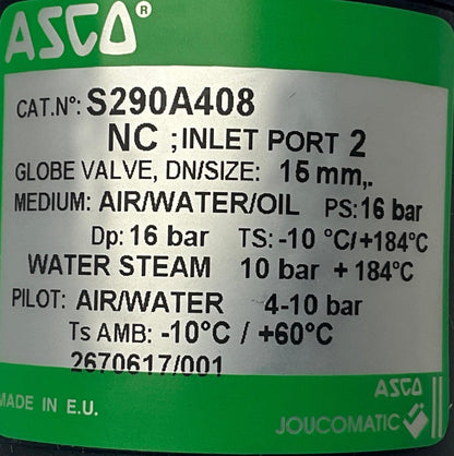 Asco Joucomatic S290A408 Solenoid Valve-Solenoid Valve-Used Industrial Parts