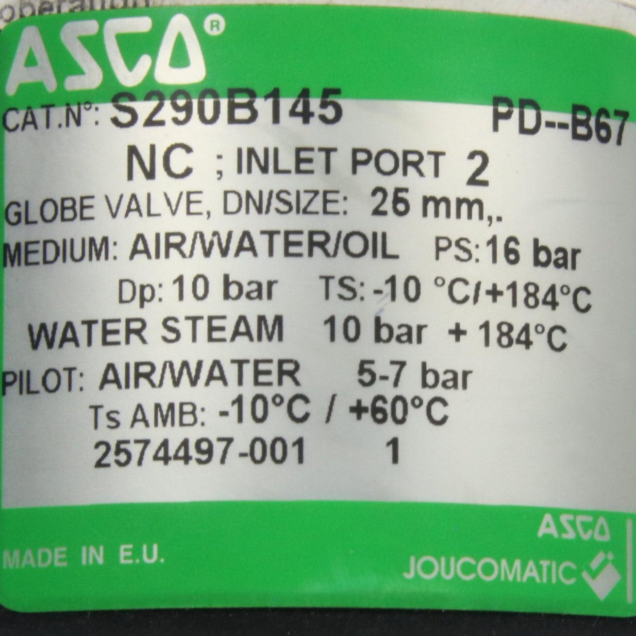 Asco S290B145 Solenoid Valve with Positioner D-Solenoid Valve with Positioner-Used Industrial Parts