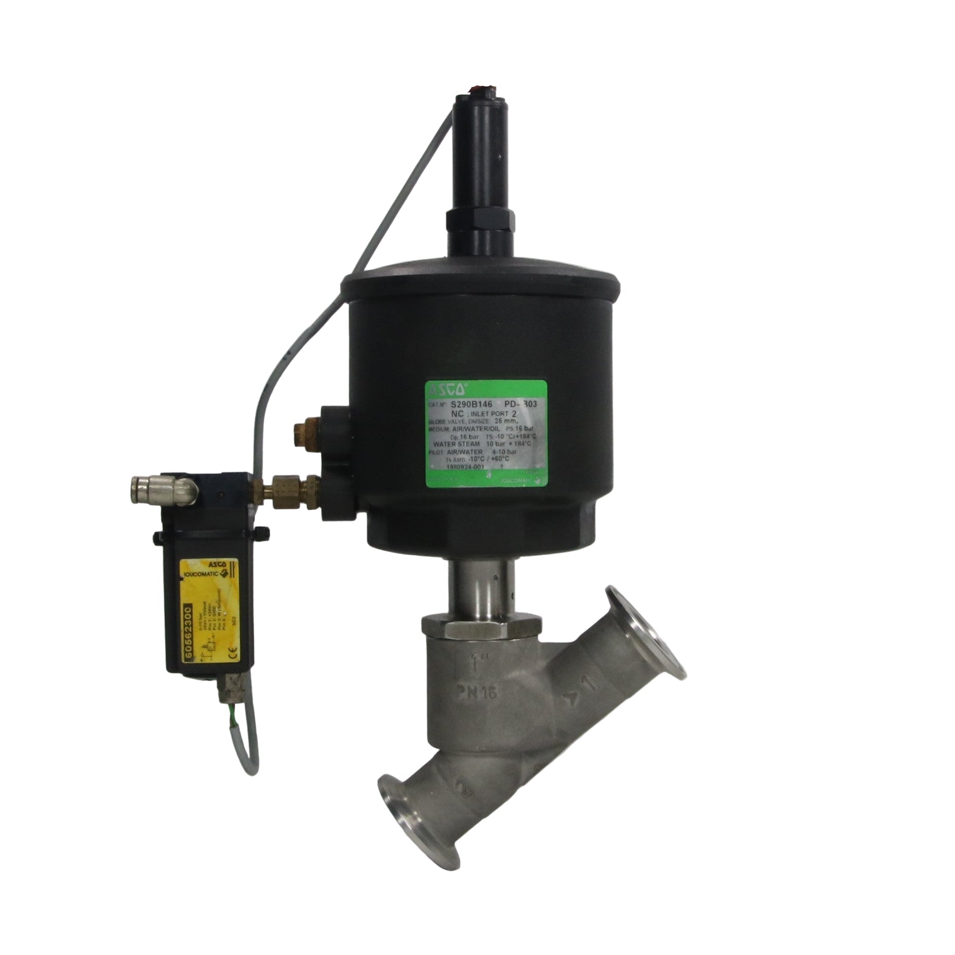 Asco S290B146 Valve with Joucomatic 60562300 Pilot Solenoid-Motorised Solenoid Valve-Used Industrial Parts