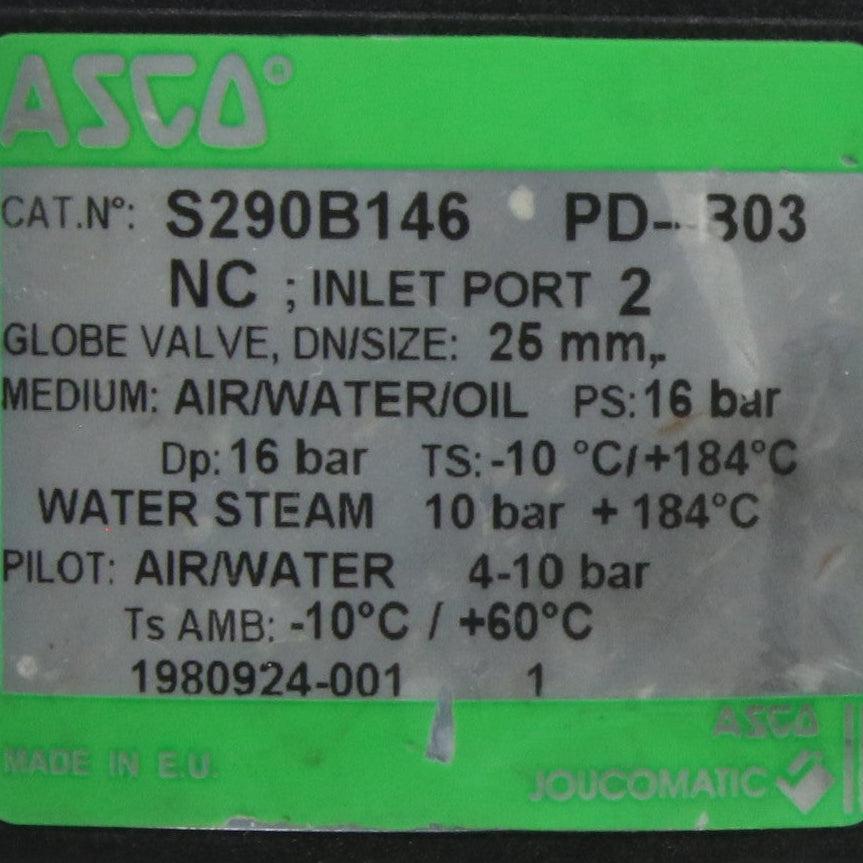Asco S290B146 Valve with Joucomatic 60562300 Pilot Solenoid-Motorised Solenoid Valve-Used Industrial Parts