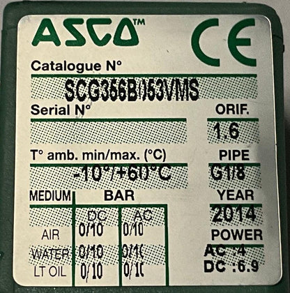 Asco SCG356B053VMS.24DC Solenoid Valve-Solenoid Valve-Used Industrial Parts
